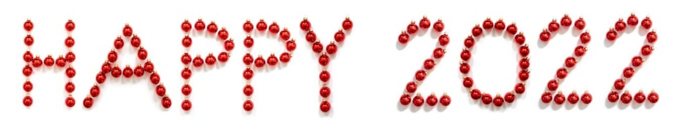 Red Christmas Ball Ornament Building Word Happy 2022