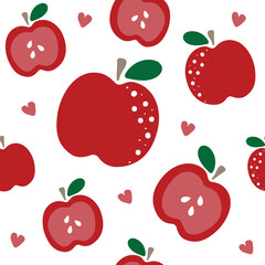 Art & Illustration, Red apple seamless pattern, vector illustration.