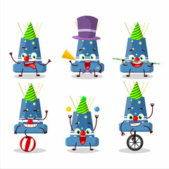 Cartoon character of reloadable mortar with various circus shows