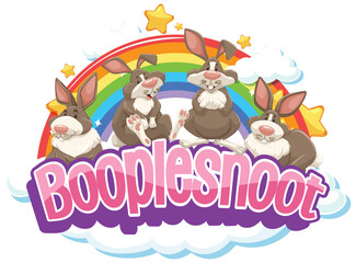 Cute rabbits on Boople Snoot font with rainbow