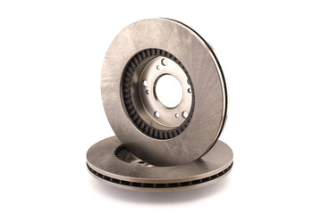 Pair of car brake disc isolated on white background