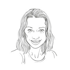 Sketch of beautiful young woman portrait, Hand drawn vector illustration