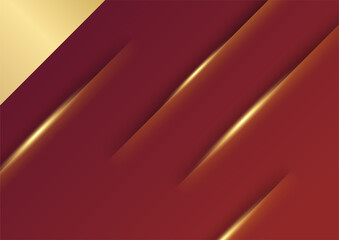 Obraz premium Abstract red and gold presentation background. Luxury abstract background with golden lines on dark, modern red backdrop concept 3d style. Illustration from vector about modern template deluxe design.