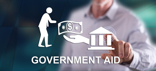 Man touching a government aid concept