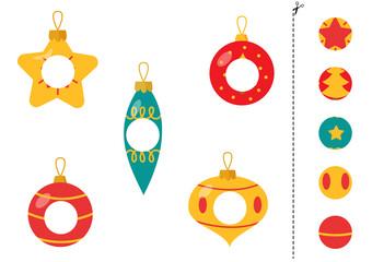 Cut and glue parts of Christmas baubles.