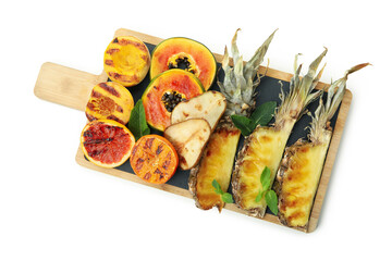 Tasty grilled fruits isolated on white background.