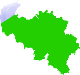 Belgium Map Countryland, with watercolor sea