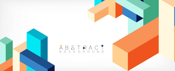 Abstract background. 3d cubes, cubic elements and blocks. Techno or business concept for wallpaper, banner, background, landing page