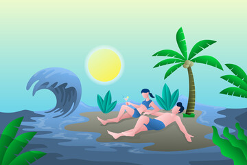 Summer Beach Tropical - Vector illustration