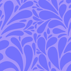 Fototapeta na wymiar Monochrome abstract floral seamless pattern with smooth leaves shape. Cool winter color background