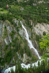 High waterfall near Matrei in Osttirol in summer