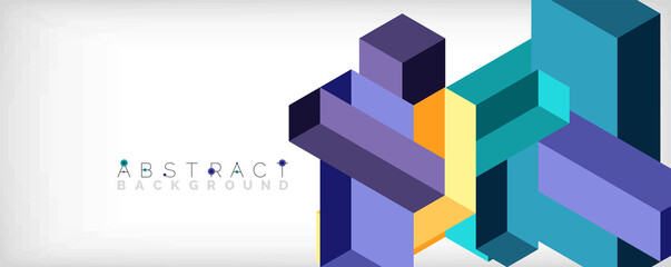 Abstract background. 3d cubes, cubic elements and blocks. Techno or business concept for wallpaper, banner, background, landing page