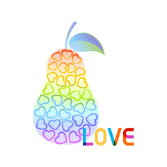pear fruit rainbow heart love logo vector illustration