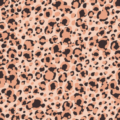 Abstract modern leopard seamless pattern. Animals trendy background. Beige and black decorative vector stock illustration for print, card, postcard, fabric, textile. Modern ornament of stylized skin