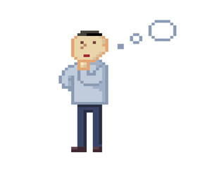 Pixel illustration of a thinking man