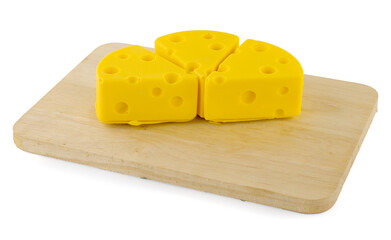 pieces of cheese isolated on white background