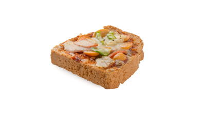 Pizza toasted bread on white background