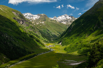 Fototapeta na wymiar River and glacier in the Austrian Alps (near Grossvenediger) in summer