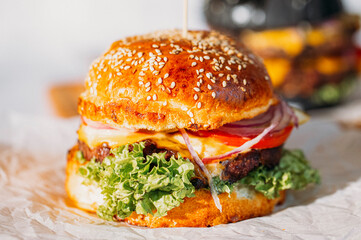 Hamburger. Food photo. Food. Photo. Background. 