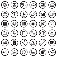 Connectivity Icons. Black Flat Design In Circle. Vector Illustration.