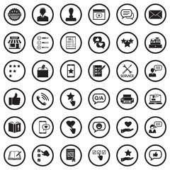 Complaint Icons. Black Flat Design In Circle. Vector Illustration.