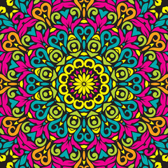 Seamless decorative round ornament with geometric pattern. Oriental floral lace vector. Luxury texture for wallpaper invitation decor fabric.