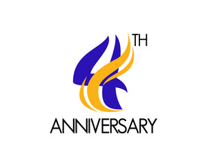 4 years anniversary logo design with abstract concept and ribbon icon. 4th celebration number