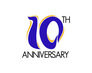 10 years anniversary logo design with abstract concept and ribbon icon. 10th celebration number