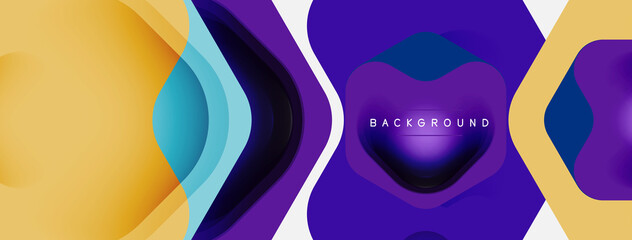 Color arrow shapes on white backdrop. Minimal geometric abstract background. Vector illustration for wallpaper banner background or landing page