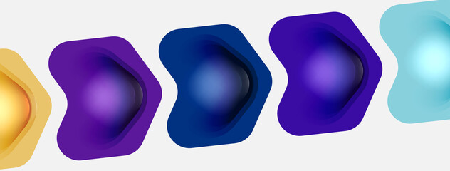 Color arrow shapes on white backdrop. Minimal geometric abstract background. Vector illustration for wallpaper banner background or landing page