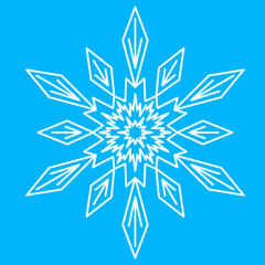 White snowflake, winter weather icon. Simple cute christmas symbol, design vector
