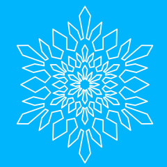 Snowflake icon, Christmas decoration. Ice snowflake, symmetrical mandala vector