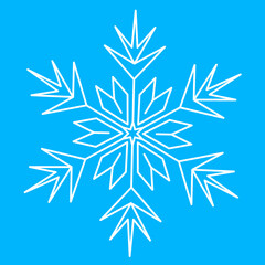 Snowflake, symmetrical icon symbol of winter and christmas. Star snowflake, vector