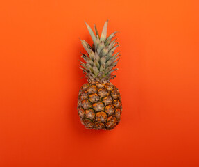 Beautiful pineapple on orange background