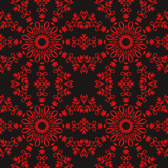 Seamless decorative round ornament with geometric pattern. Oriental floral lace vector. Luxury texture for wallpaper invitation decor fabric.