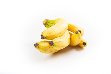 Isolated bananas on white paper background