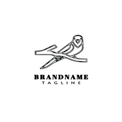 bird logo cartoon icon hand drawn template black isolated vector illustration