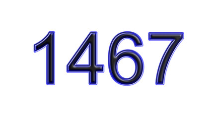 blue 1467 number 3d effect white background