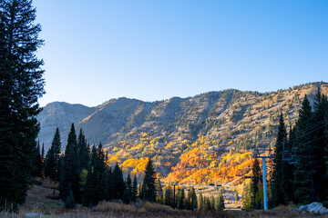 Alta Chairlift with Autumn Background