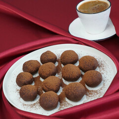 chocolate balls served with turkish coffee
