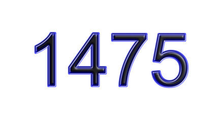 blue 1475 number 3d effect white background