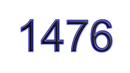 blue 1476 number 3d effect white background