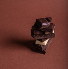 Elegant chocolate on brown background