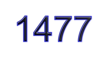 blue 1477 number 3d effect white background