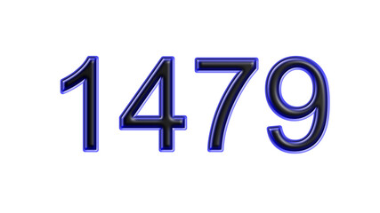 blue 1479 number 3d effect white background