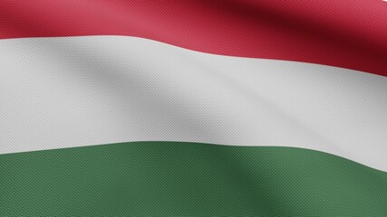 3D, Hungarian flag waving on wind. Hungary banner blowing soft silk.