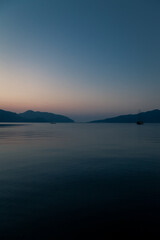 Sea bay in the early morning before sunrise