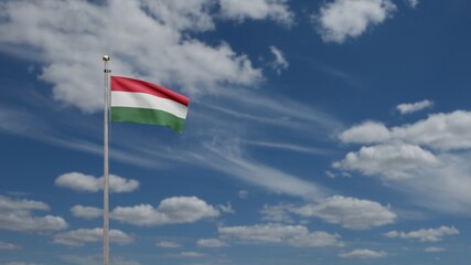 3D, Hungarian flag waving on wind. Close up of Hungary banner blowing soft silk.