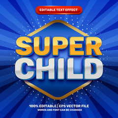 super child kids cartoon comic hero 3d editable text effect