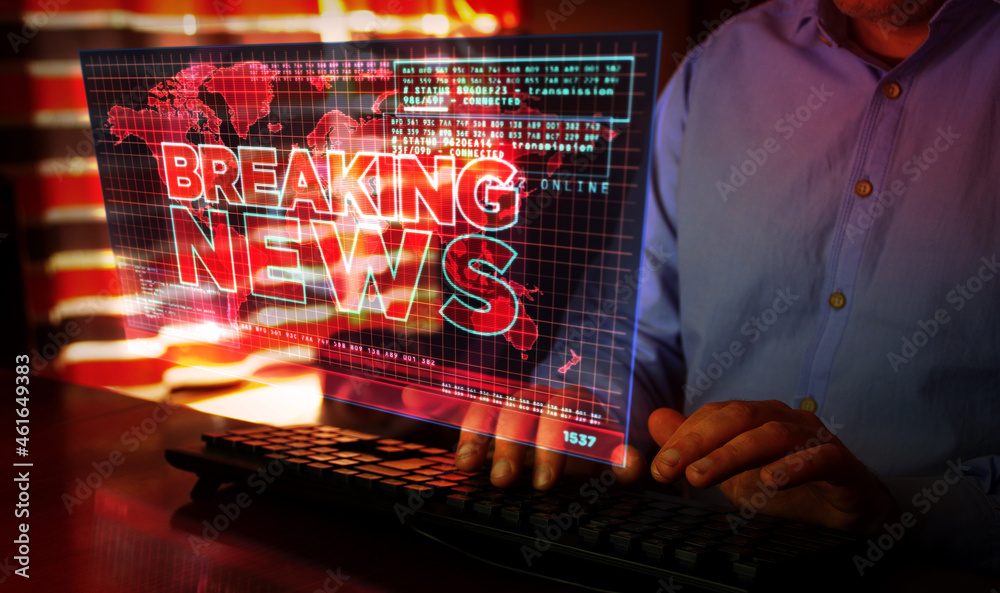 Wall mural Breaking News broadcast on screen illustration